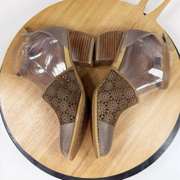L’Artiste Spring Step Pauletta Laser Tooled Leather Boho Shoes Taupe Grey 37 - Picture 5 of 13